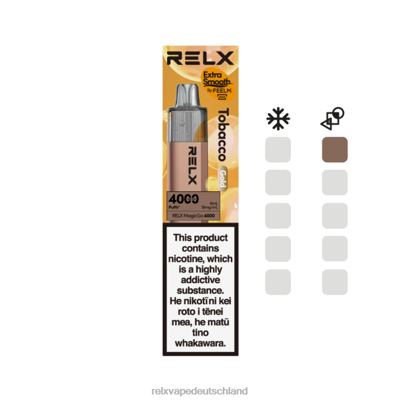 RELX Vape Deutschland | Tabak (Gold) RELX MagicGo 4000 Einweg-Vaporizer 6048T2