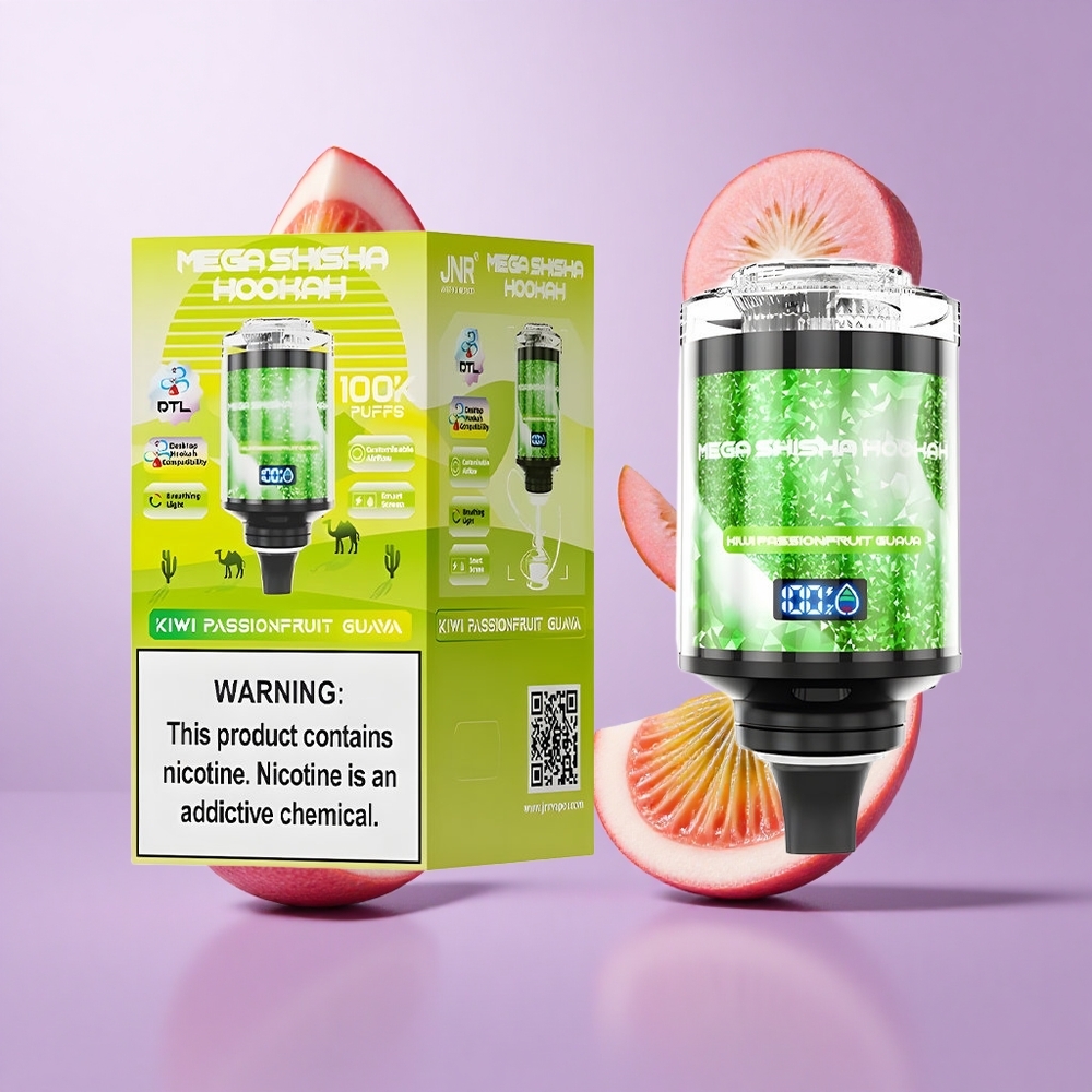 JNR Mega Shisha Hookah 100K Kiwi Passionsfrucht Guave Deutschland großhandel 100000 Puffs 60ml E-Liquid Kapazität