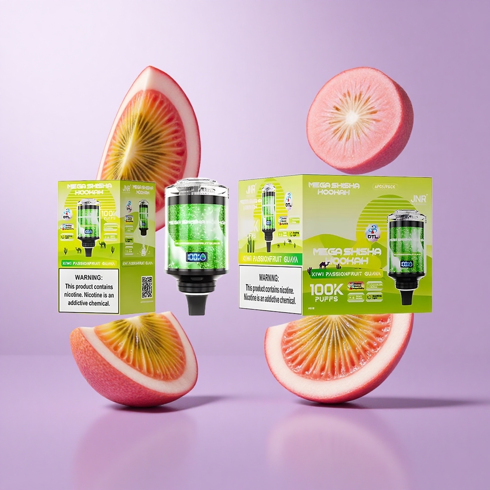 JNR Mega Shisha Hookah 100K Kiwi Passionsfrucht Guave Deutschland großhandel 100000 Puffs 60ml E-Liquid Kapazität