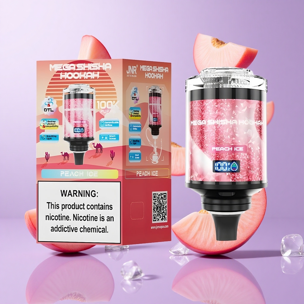 JNR Mega Shisha Hookah 100K Pfirsich Eis Deutschland großhandel 100000 Puffs 60ml E-Liquid-Kapazität
