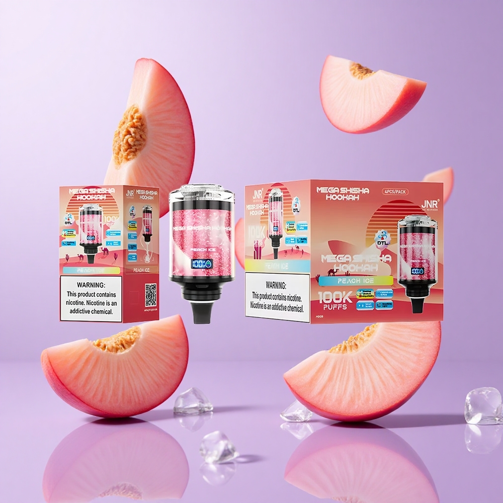 JNR Mega Shisha Hookah 100K Pfirsich Eis Deutschland großhandel 100000 Puffs 60ml E-Liquid-Kapazität