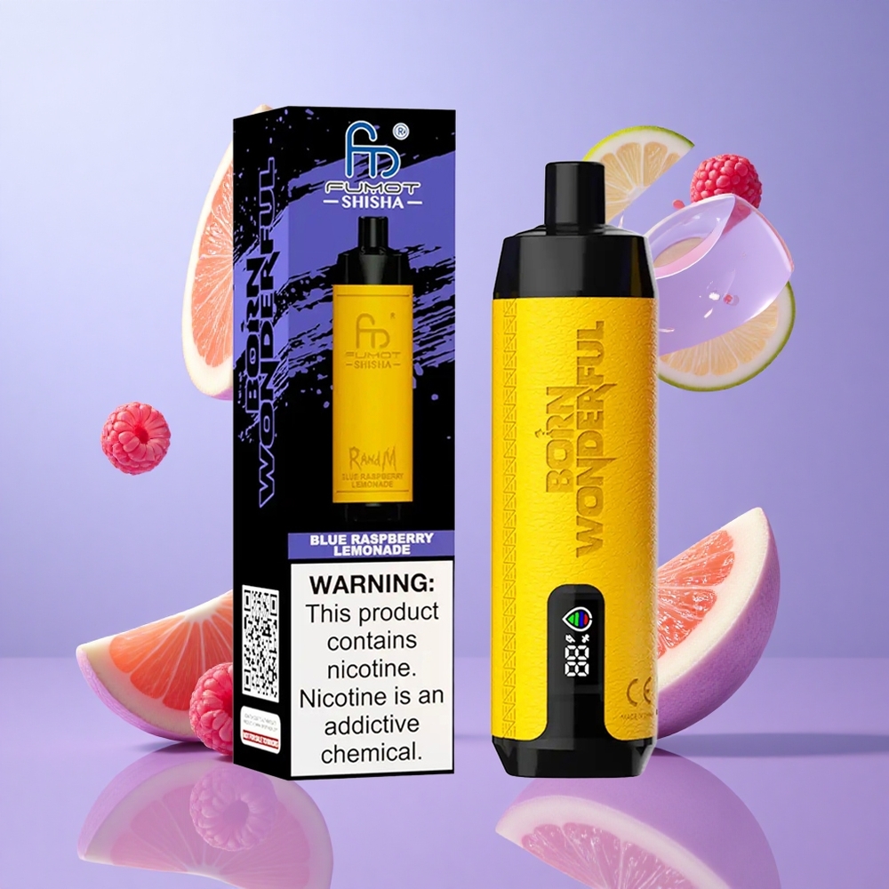 RandM Fumot Shisha 10000 Puffs Blaue Himbeere Limonade Deutschland großhandel 18ml vorgefülltes E-Liquid