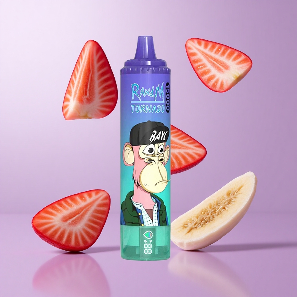 RandM Fumot Tornado 15000 Puffs Erdbeere Banane Deutschland großhandel LCD-Display 25ml Flüssigkeitskapazität