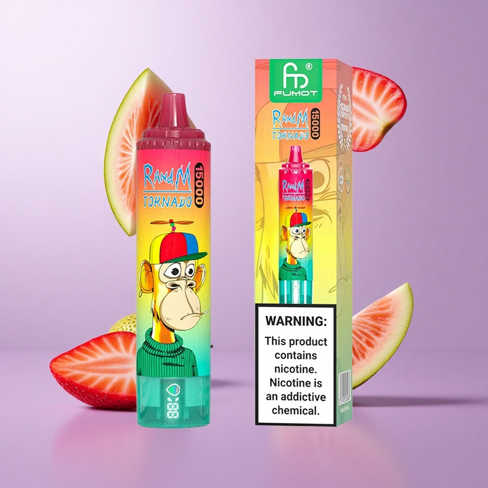 RandM Fumot Tornado 15000 Puffs Erdbeere Kiwi Deutschland großhandel LCD Bildschirm 25ml Flüssigkeitskapazität