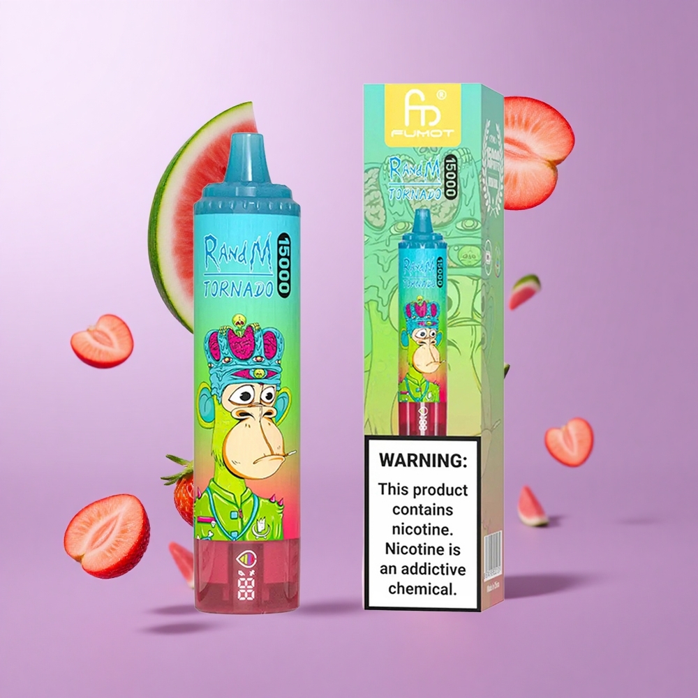 RandM Fumot Tornado 15000 Puffs Erdbeere Wassermelone Deutschland großhandel LCD Bildschirm Mesh Coil 0,9 Ohm