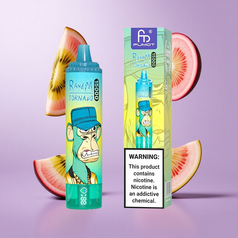 RandM Fumot Tornado 15000 Puffs Kiwi Passionsfrucht Guava Deutschland großhandel LCD Bildschirm 25ml Flüssigkeitskapazität