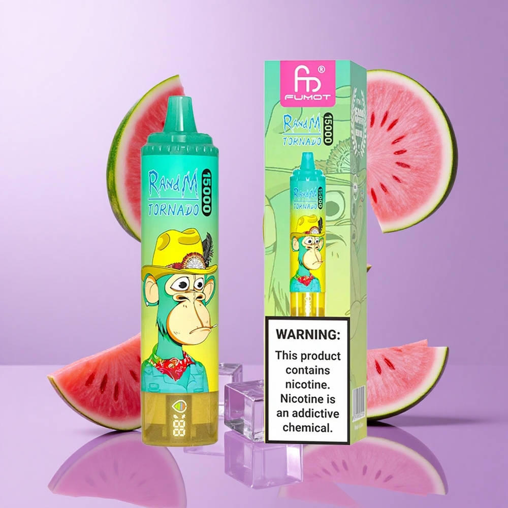 RandM Fumot Tornado 15000 Puffs Wassermelone Eis Deutschland großhandel LCD Bildschirm 25ml Flüssigkeitskapazität