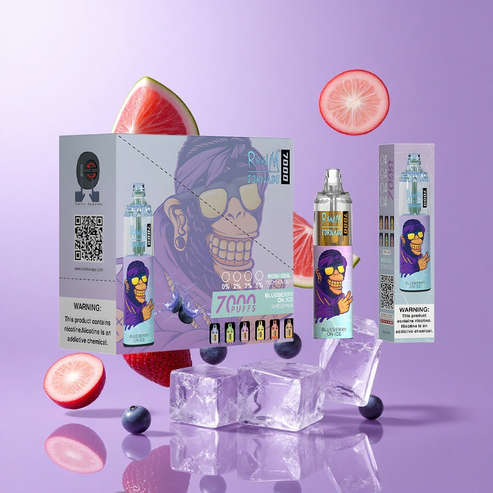 RandM Fumot Tornado 7000 Puffs Blaubeere Auf Eis Deutschland großhandel 14 ML E-Liquid
