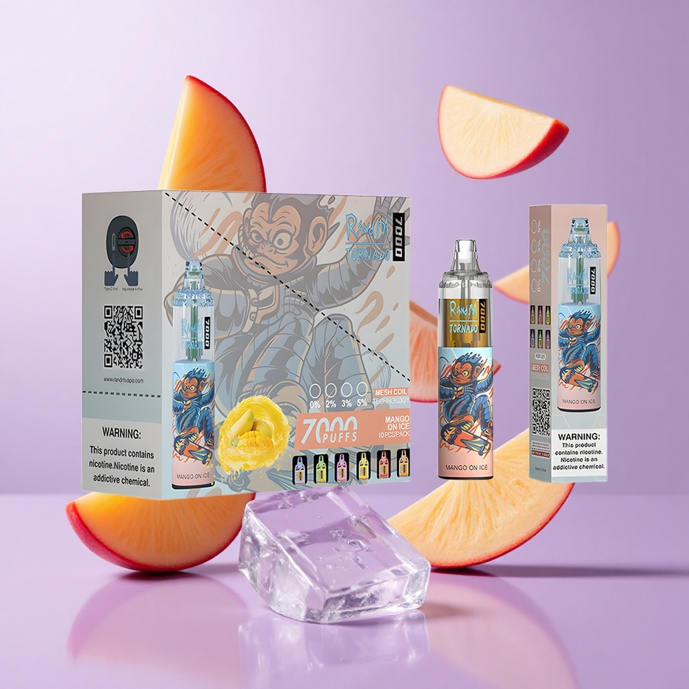 RandM Fumot Tornado 7000 Puffs Mango Auf Eis Deutschland großhandel 14 ML E-Liquid