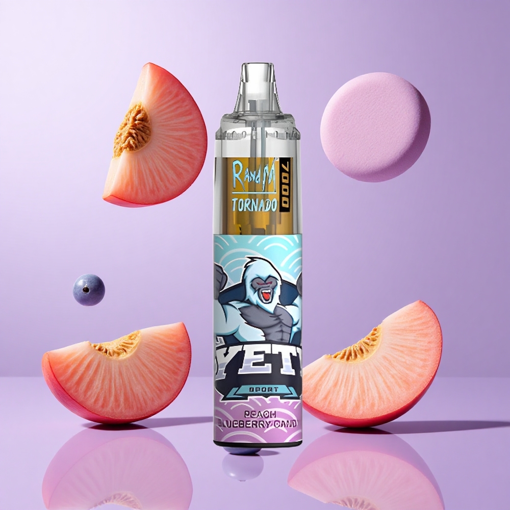 RandM Fumot Tornado 7000 Puffs Pfirsich Blaubeere Bonbon Deutschland großhandel 14 ML E-Liquid