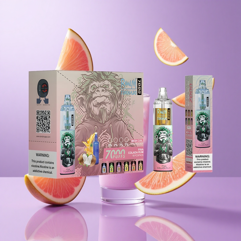 RandM Fumot Tornado 7000 Puffs Pina Colada Rum Geschmack Deutschland großhandel 14 ML E-Liquid Mesh Coil