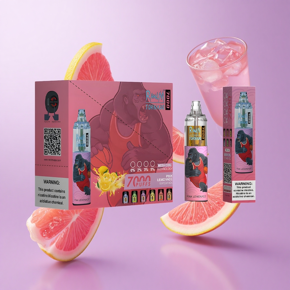 RandM Fumot Tornado 7000 Puffs Rosa Zitronenlimonade Deutschland großhandel 14 ML E-Liquid