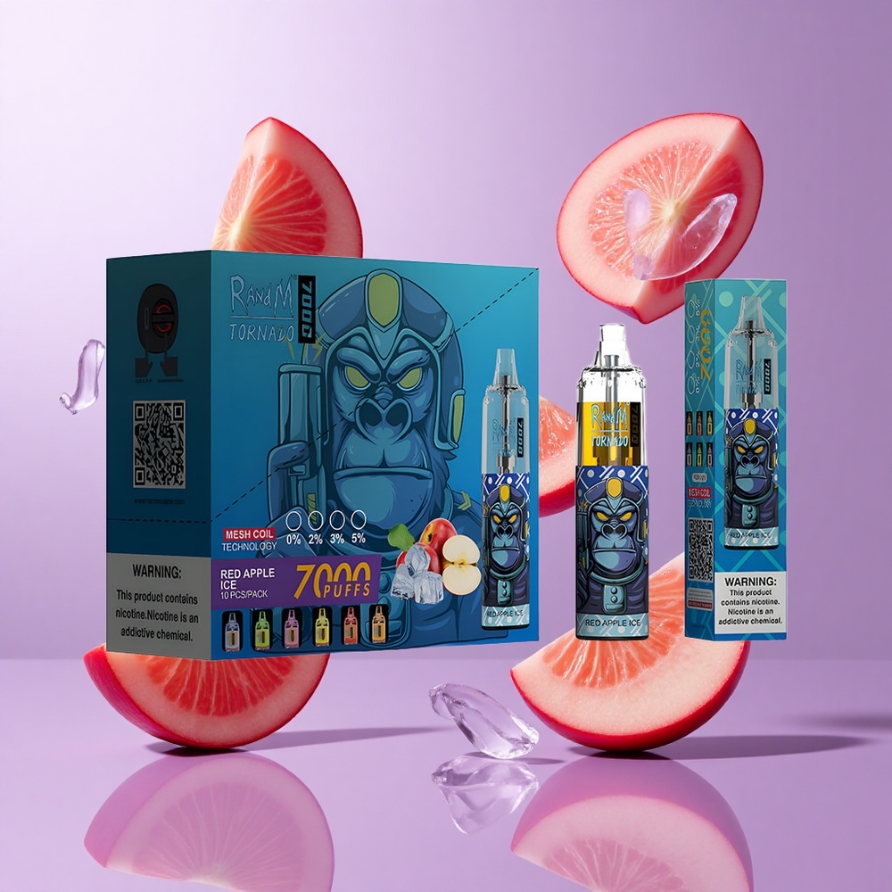 RandM Fumot Tornado 7000 Puffs Roter Apfel Eis Deutschland großhandel 14 ML E-Liquid