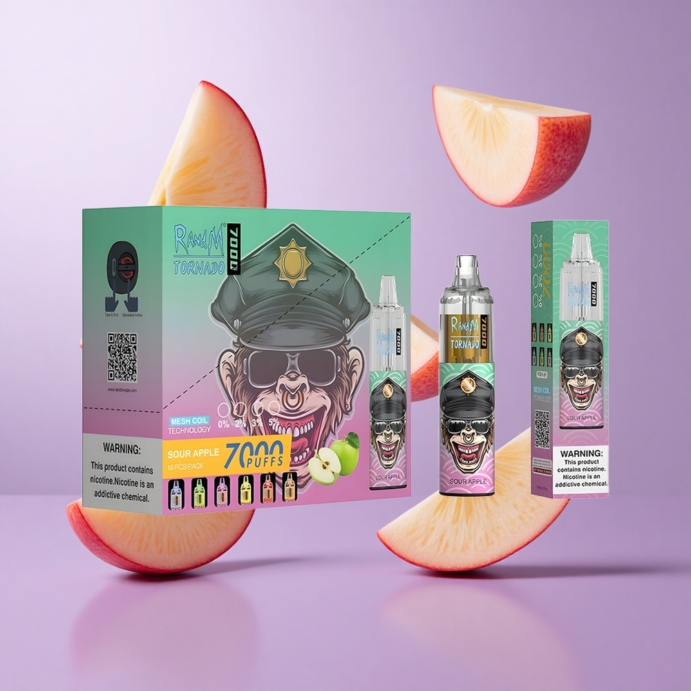 RandM Fumot Tornado 7000 Puffs Sauer Apfel Deutschland großhandel 14 ML E-Liquid