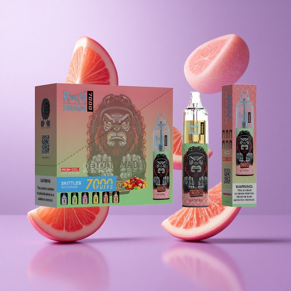 RandM Fumot Tornado 7000 Puffs Skittles Geschmack Deutschland großhandel 14 ML E-Liquid Mesh Coil