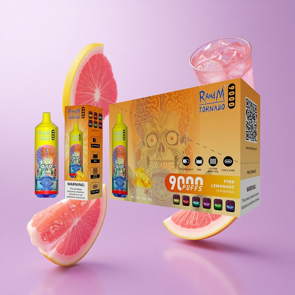 RandM Fumot Tornado 9000 Puffs 54 Geschmacksrichtungen Rosa Zitronenlimonade Deutschland großhandel 18 mL E-Liquid-Kapazität