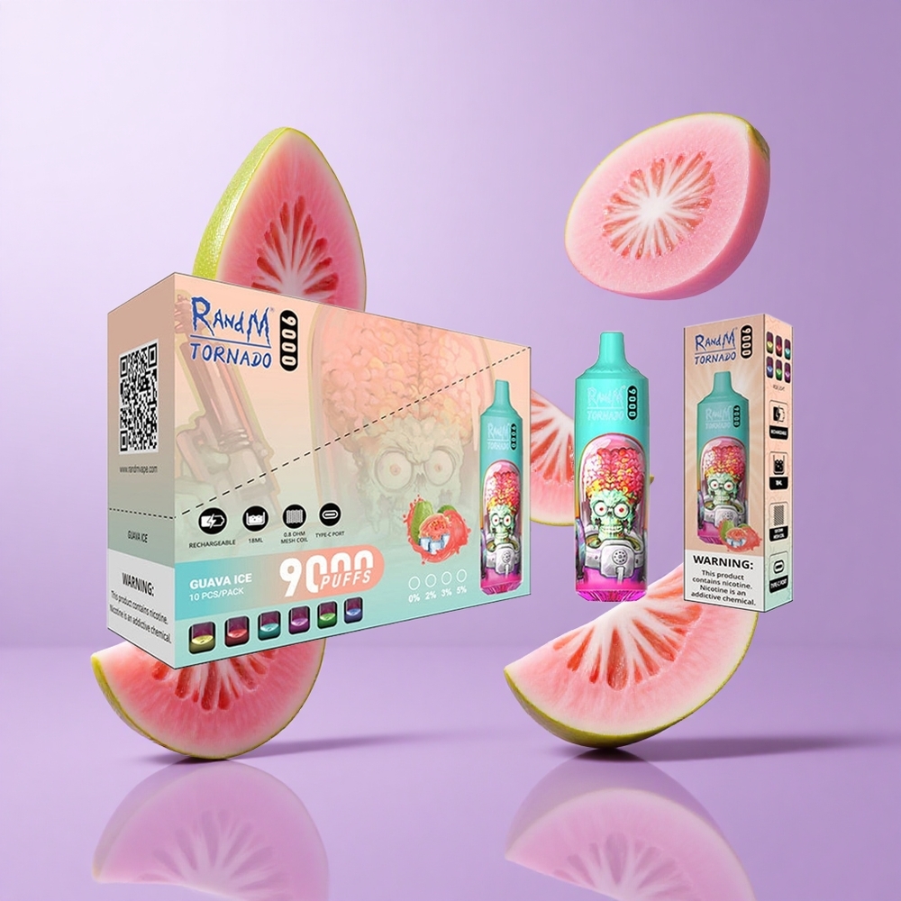 RandM Fumot Tornado 9000 Puffs Guava Eis Deutschland großhandel 18 mL E-Liquid Kapazität