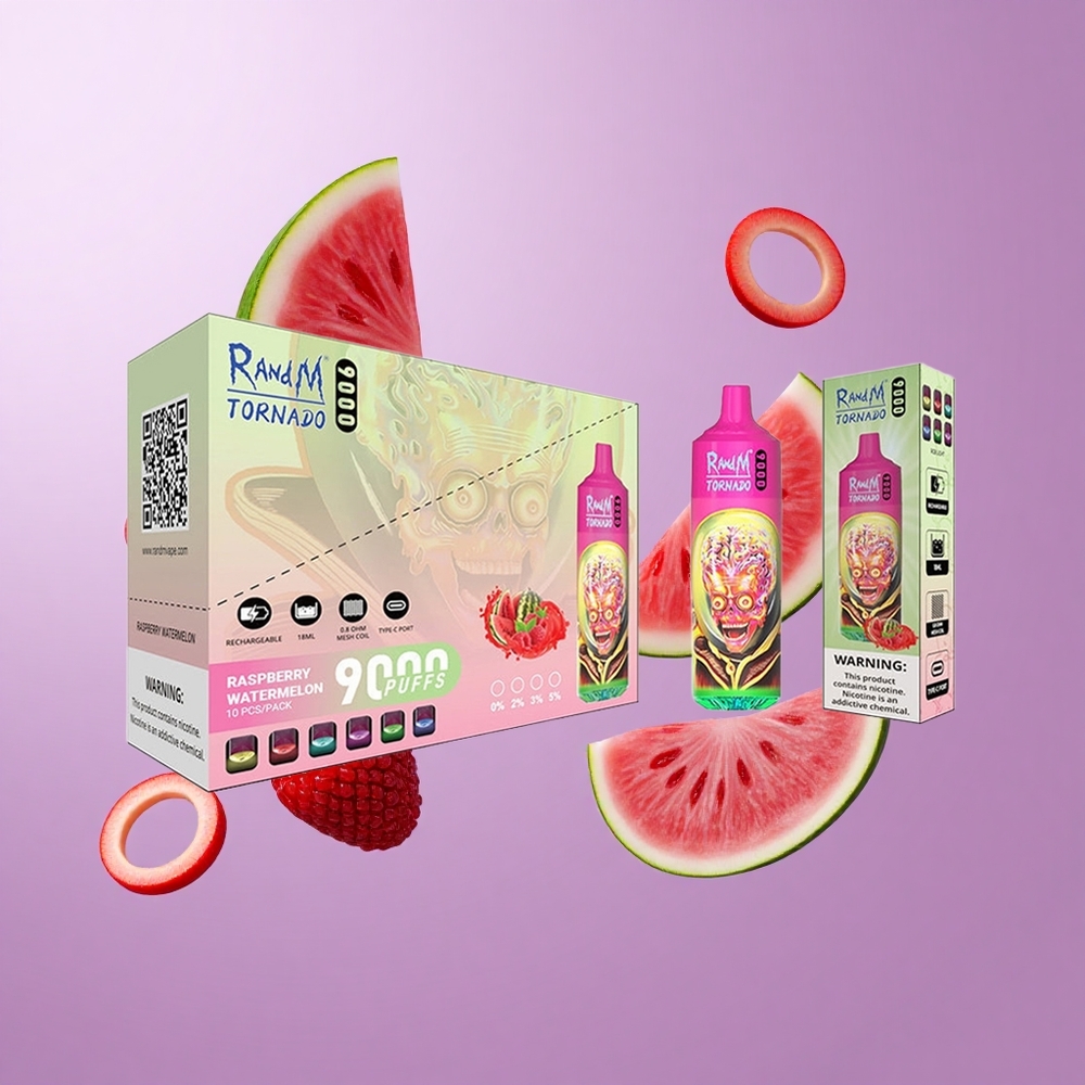 RandM Fumot Tornado 9000 Puffs Himbeere Wassermelone Deutschland großhandel 18 mL E-Liquid Kapazität