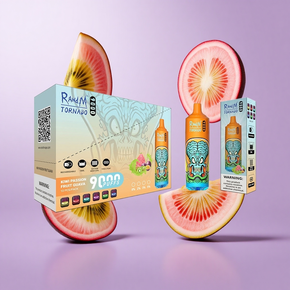 RandM Fumot Tornado 9000 Puffs Kiwi Passionsfrucht Guava Deutschland großhandel 18 mL E-Liquid Kapazität