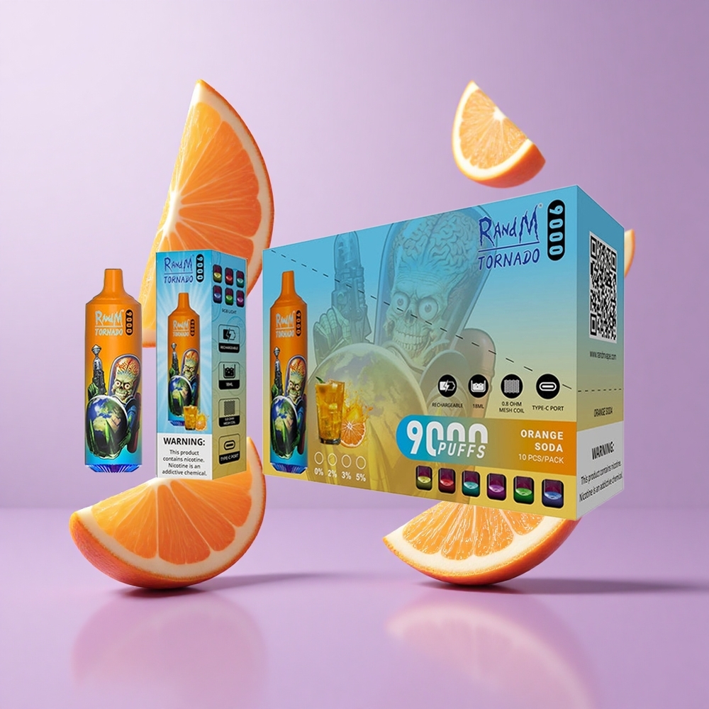 RandM Fumot Tornado 9000 Puffs Orangensoda Deutschland großhandel 18 mL E-Liquid Kapazität
