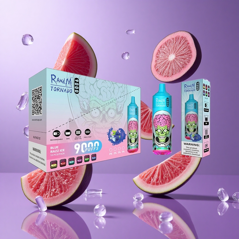RandM Fumot Tornado 9000 Puffs Schwarz Drachen Eis Deutschland großhandel 18 mL E-Liquid Kapazität
