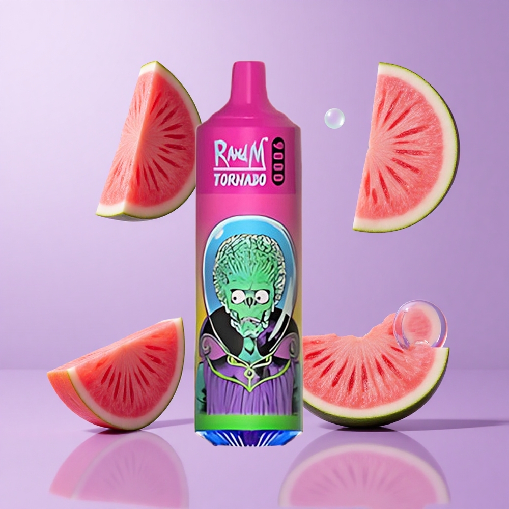 RandM Fumot Tornado 9000 Puffs Wassermelone Kaugummi Deutschland großhandel 18 mL E-Liquid Kapazität