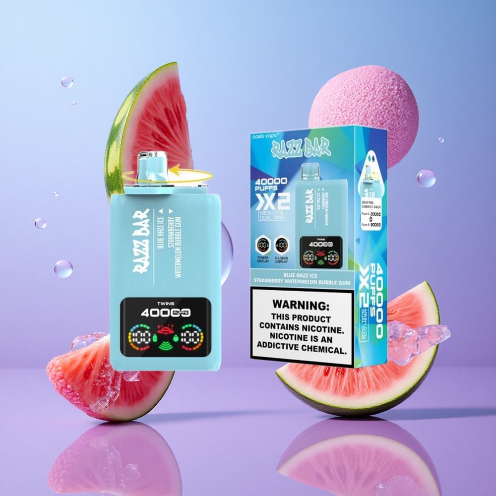 Razz Bar 40000 Puffs Blauer Himbeereis-Erdbeer Wassermelone Bubble Gum Deutschland großhandel 1,0 Ohm 2 Mesh Coil