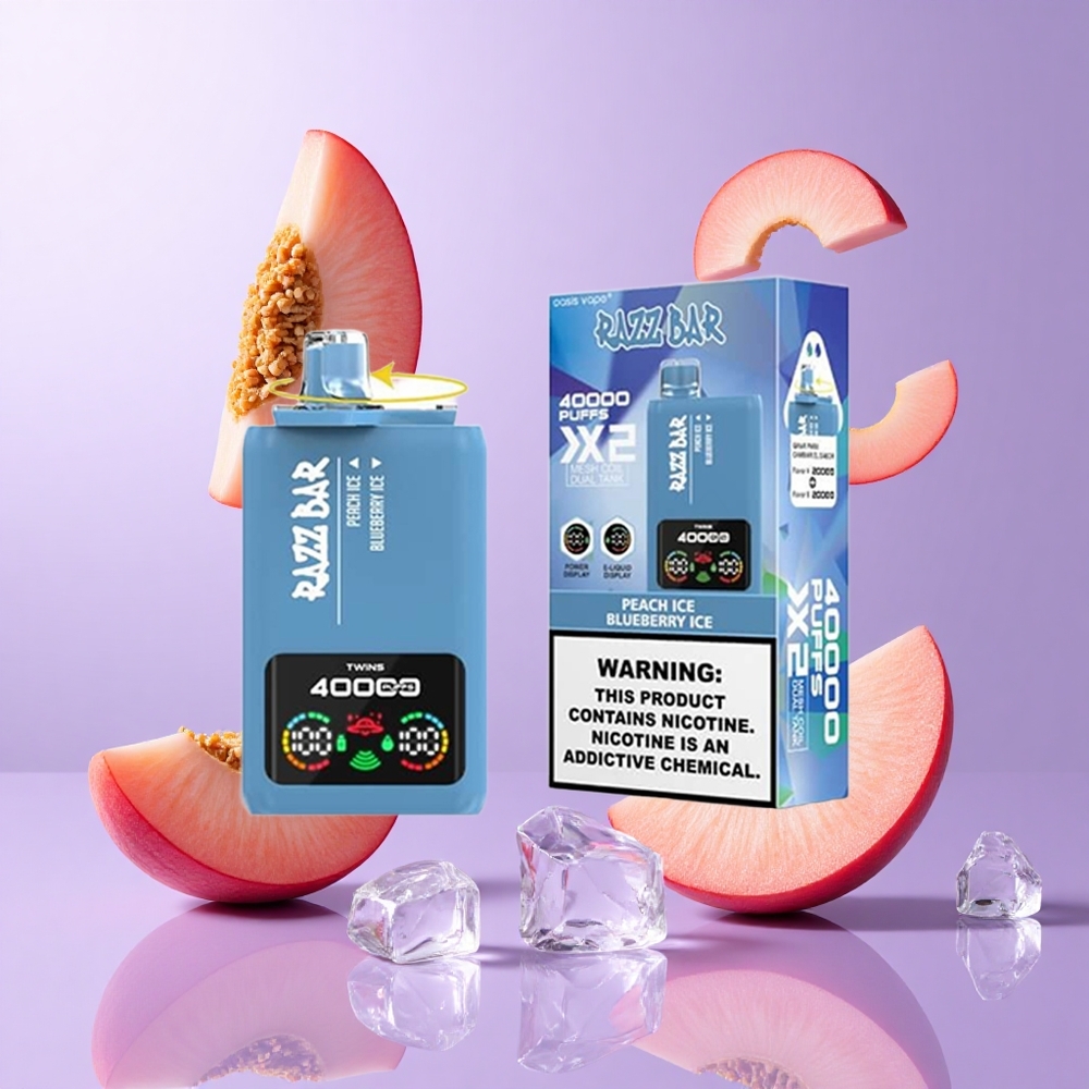 Razz Bar 40000 Puffs Pfirsich Eis-Blaubeer Eis Deutschland großhandel 1,0Ohm 2 Mesh Coil