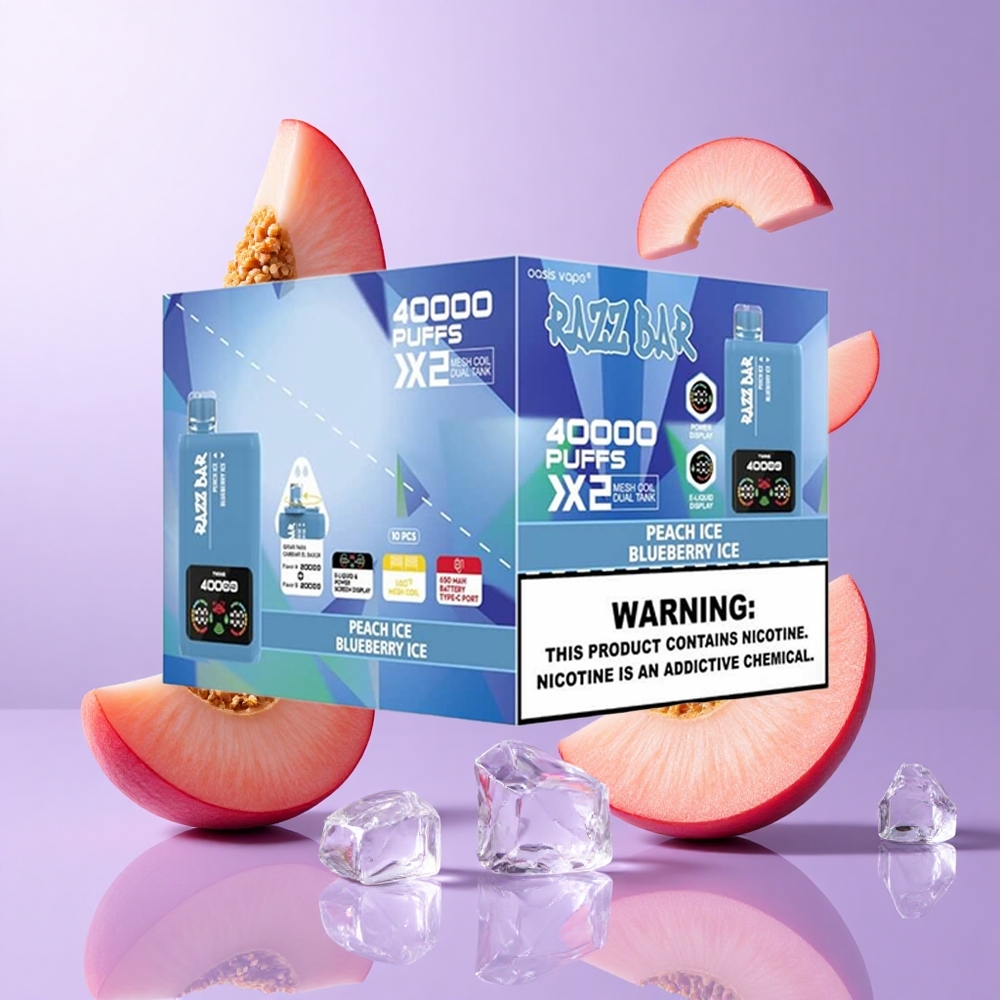 Razz Bar 40000 Puffs Pfirsich Eis-Blaubeer Eis Deutschland großhandel 1,0Ohm 2 Mesh Coil