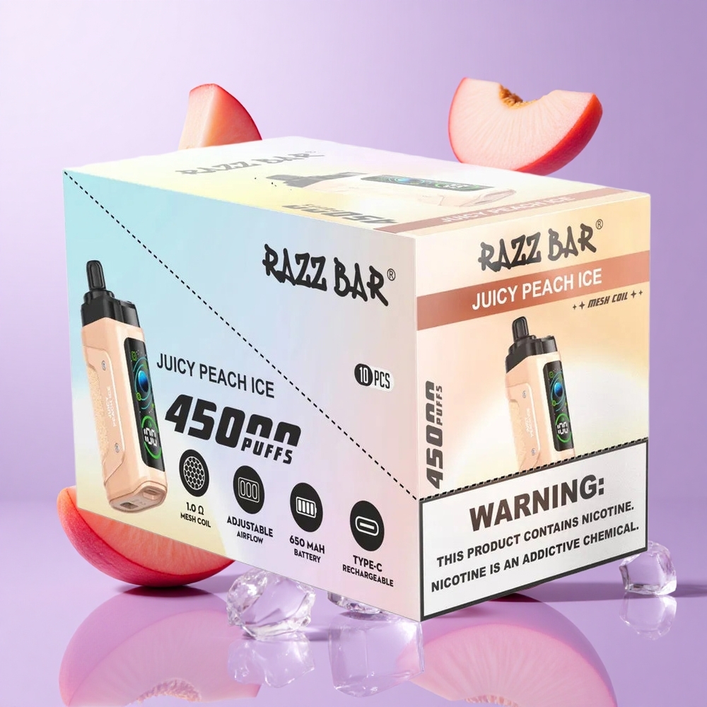 Razz Bar 45000 Puffs Einweg-Vape Saftiger Pfirsich Eis Deutschland großhandel 1,0 Ohm Mesh Coil