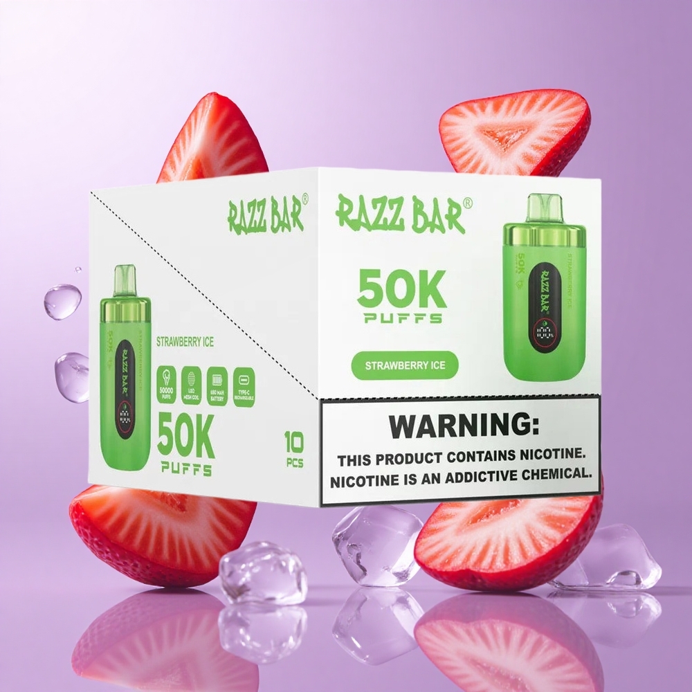 Razz Bar 50K Puffs Einweg-Vape Erdbeere-Eis Deutschland großhandel Typ-C wiederaufladbar