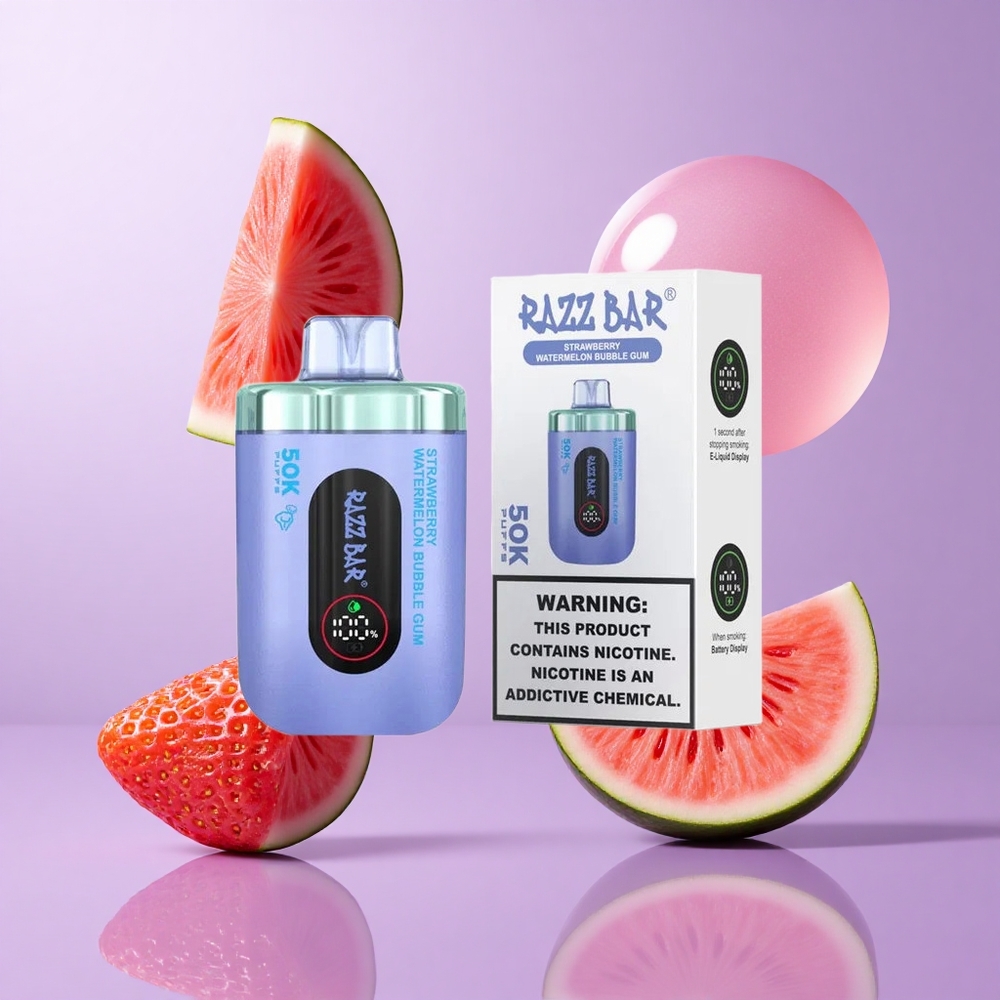 Razz Bar 50K Puffs Erdbeere Wassermelone Bubble Gum Deutschland großhandel Typ-C wiederaufladbar