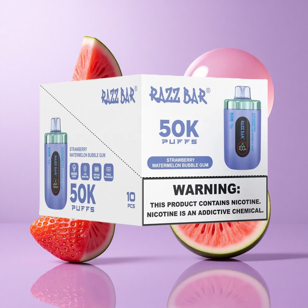 Razz Bar 50K Puffs Erdbeere Wassermelone Bubble Gum Deutschland großhandel Typ-C wiederaufladbar