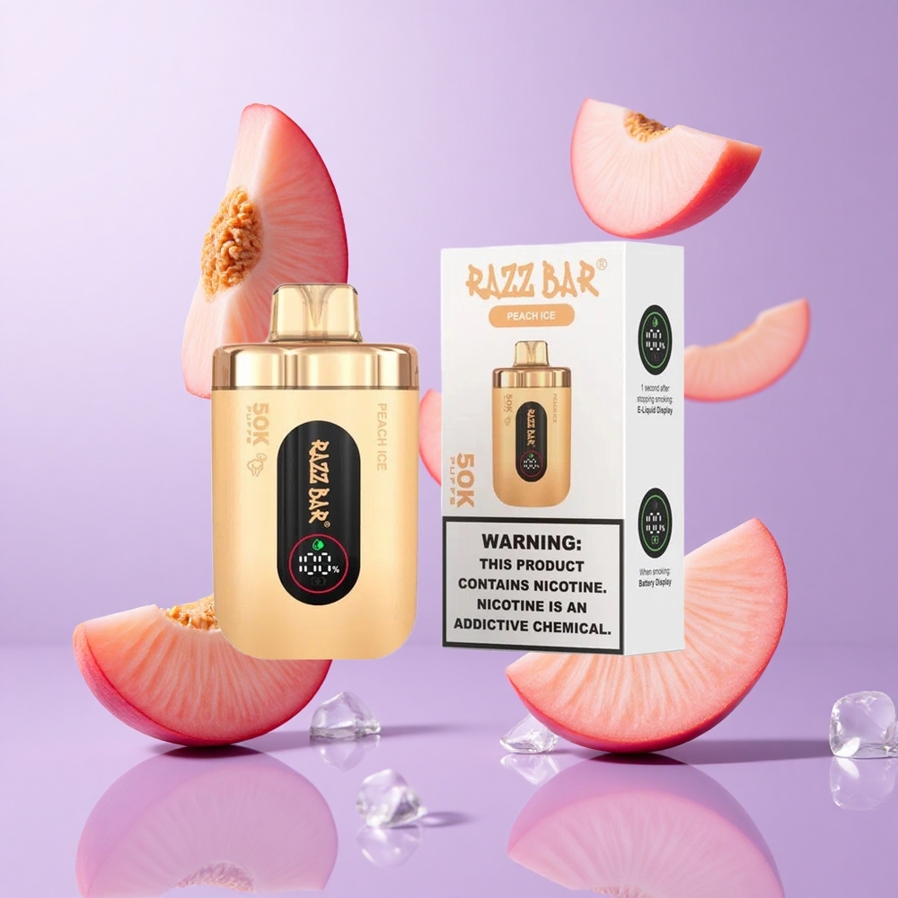 Razz Bar 50K Puffs Wegwerf-Vape Pfirsich Eis Deutschland großhandel 1,0 Ohm Mesh Coil