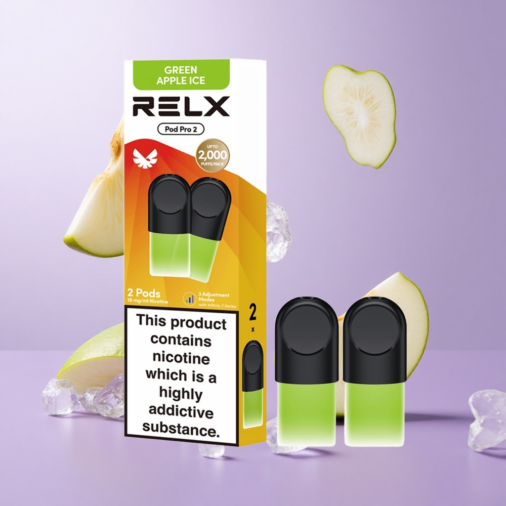 Relx Pod Pro 2 600 Puffs Grüner Apfel Eis Deutschland großhandel Nikotingehalt: 1,8%