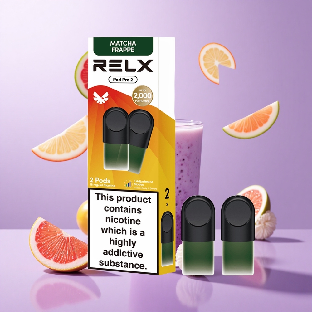 Relx Pod Pro 2 600 Puffs Tee-Matcha Frappe Tee Deutschland großhandel Nikotingehalt: 1,8%